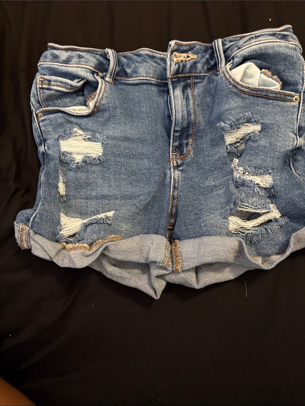 Wax Jean Ripped Light Blue Denim Shorts